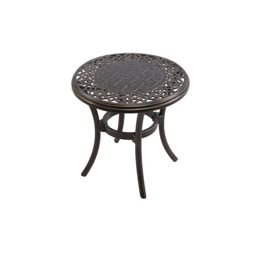 Hampton Bay Niles Park 18 in. Round Cast Top Patio Side Table