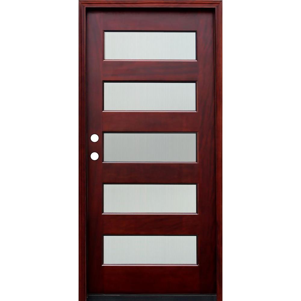 Pacific Entries 36 in. x 80 in. Contemporary 5 Lite Reed Stained