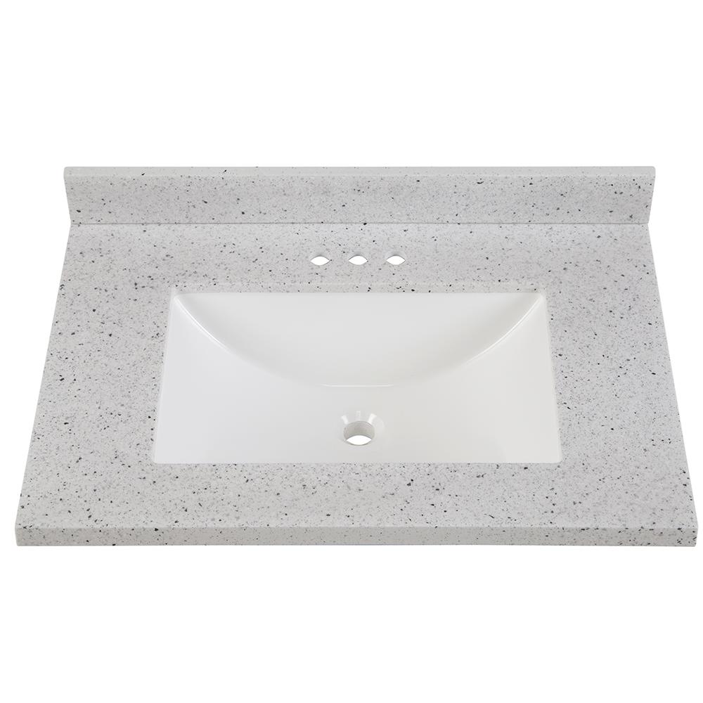Home Decorators Collection 31 in. Solid Surface Vanity Top in Silver Ash with White Sink
