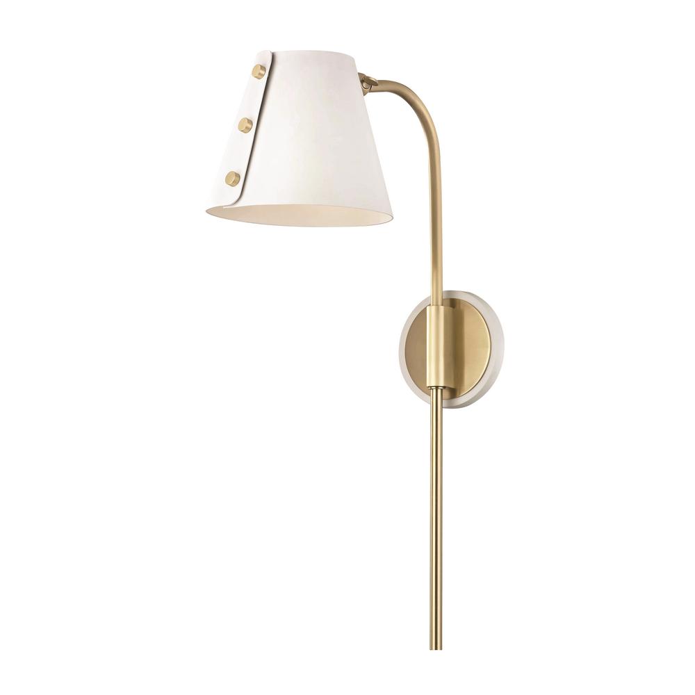 Mitzi by Hudson Valley Lighting Meta 1-Light Aged Brass ... on Brass Sconce Light id=77957