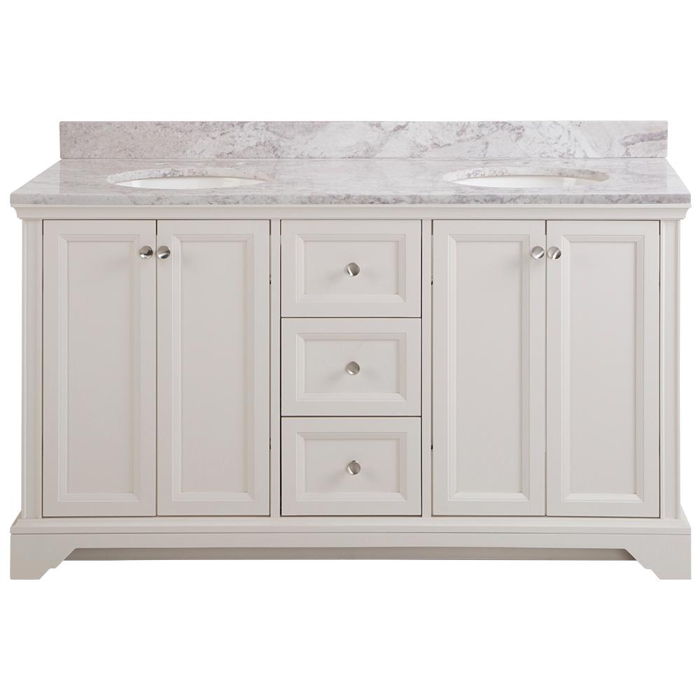 Cream Double Sink Bathroom Vanities Bath The Home Depot