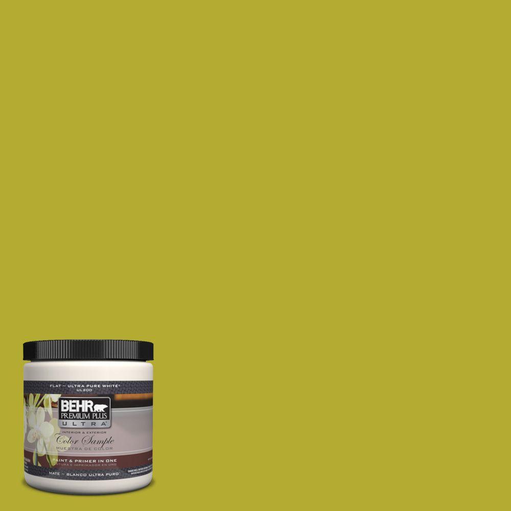 Behr Premium Plus Ultra 8 Oz P340 6 Green Neon Matte Interior P340 6 Green Neon Matte Interior Exterior Paint And Primer In One Sample