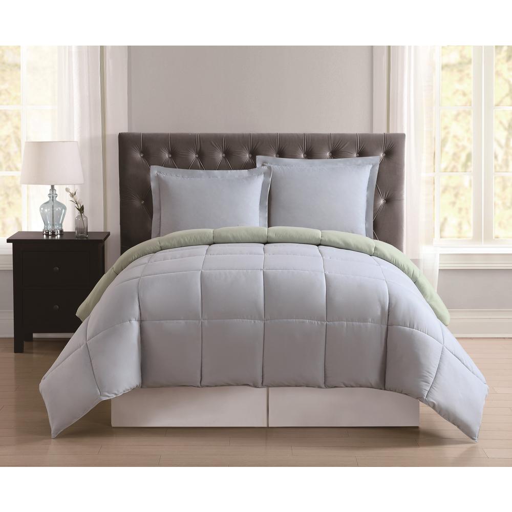 Everyday Light Blue and Sage Reversible King Comforter Set CS1656LBSKG17 The Home Depot
