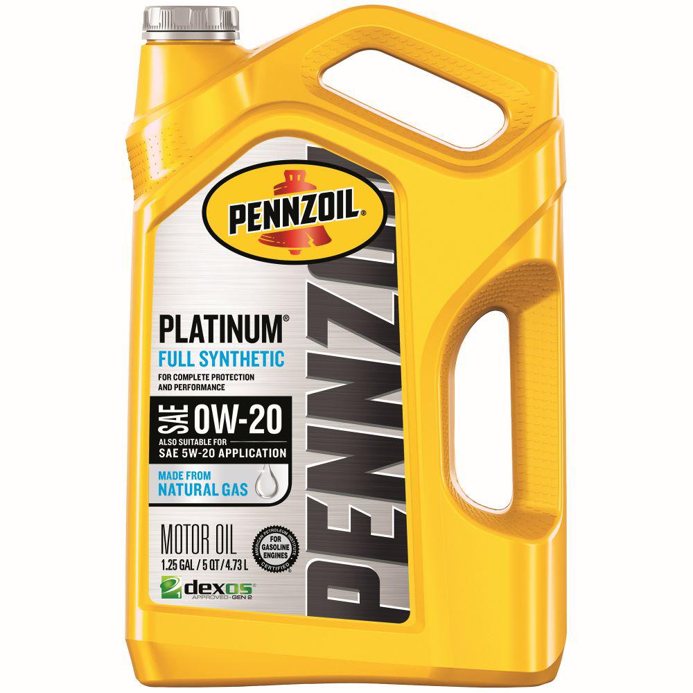 Pennzoil 5 Qt Sae 0w Platinum Full Synthetic Motor Oil The Home Depot