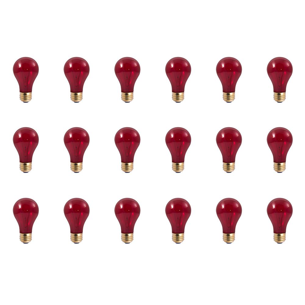 Bulbrite 25Watt A19 Transparent Red Dimmable Incandescent Light Bulb