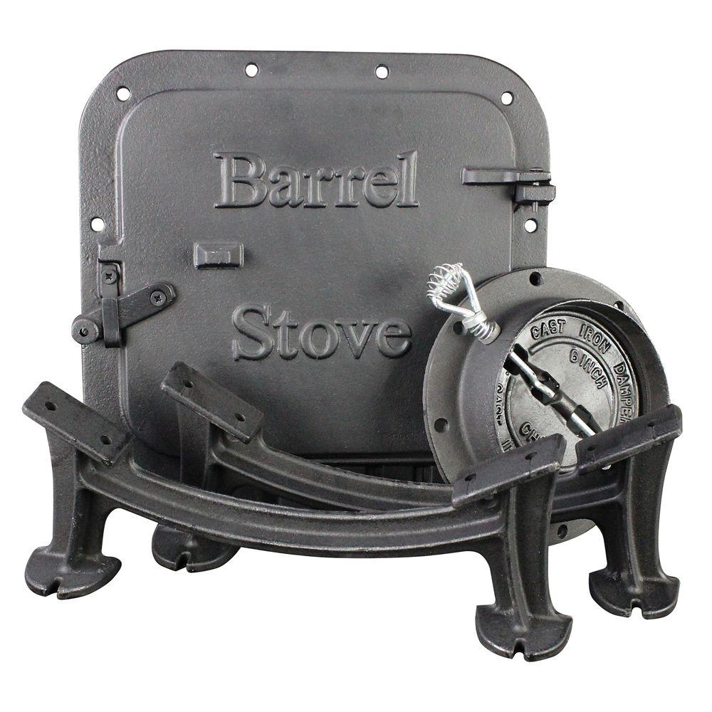 Cast Iron Barrel Stove Kit Convert 3055 Gal Drum Into Wood Stove Heating Fire Ebay 5259