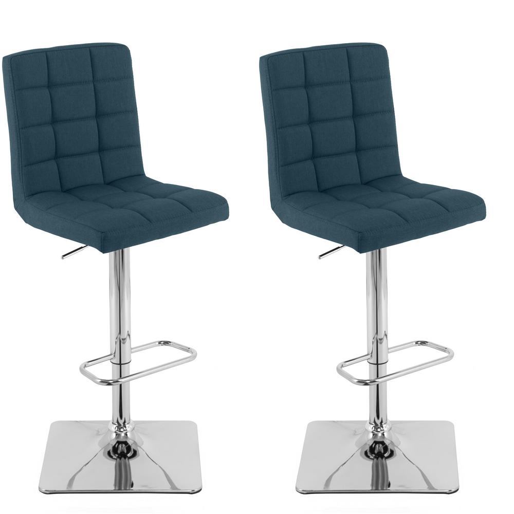 Corliving Adjule Height Dark Blue Square Tufted Fabric Bar Stool Corliving Adjule Height Dark Blue Square Tufted Fabric Bar Stool Set Of 2