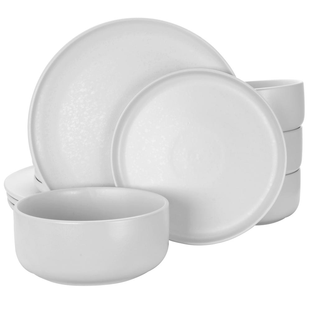 Stone Lava 12-Piece Casual White Ceramic Dinnerware Set (Service for 4)