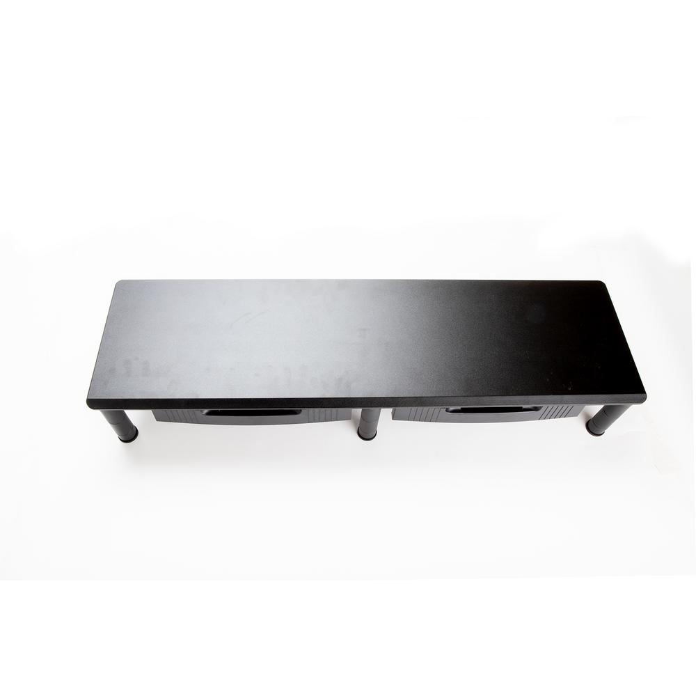 Metal Monitor Stand Riser and Computer Stand Desk Organizer with Drawer Laptop Stand Riser with 2 Adjustable Heights,Black