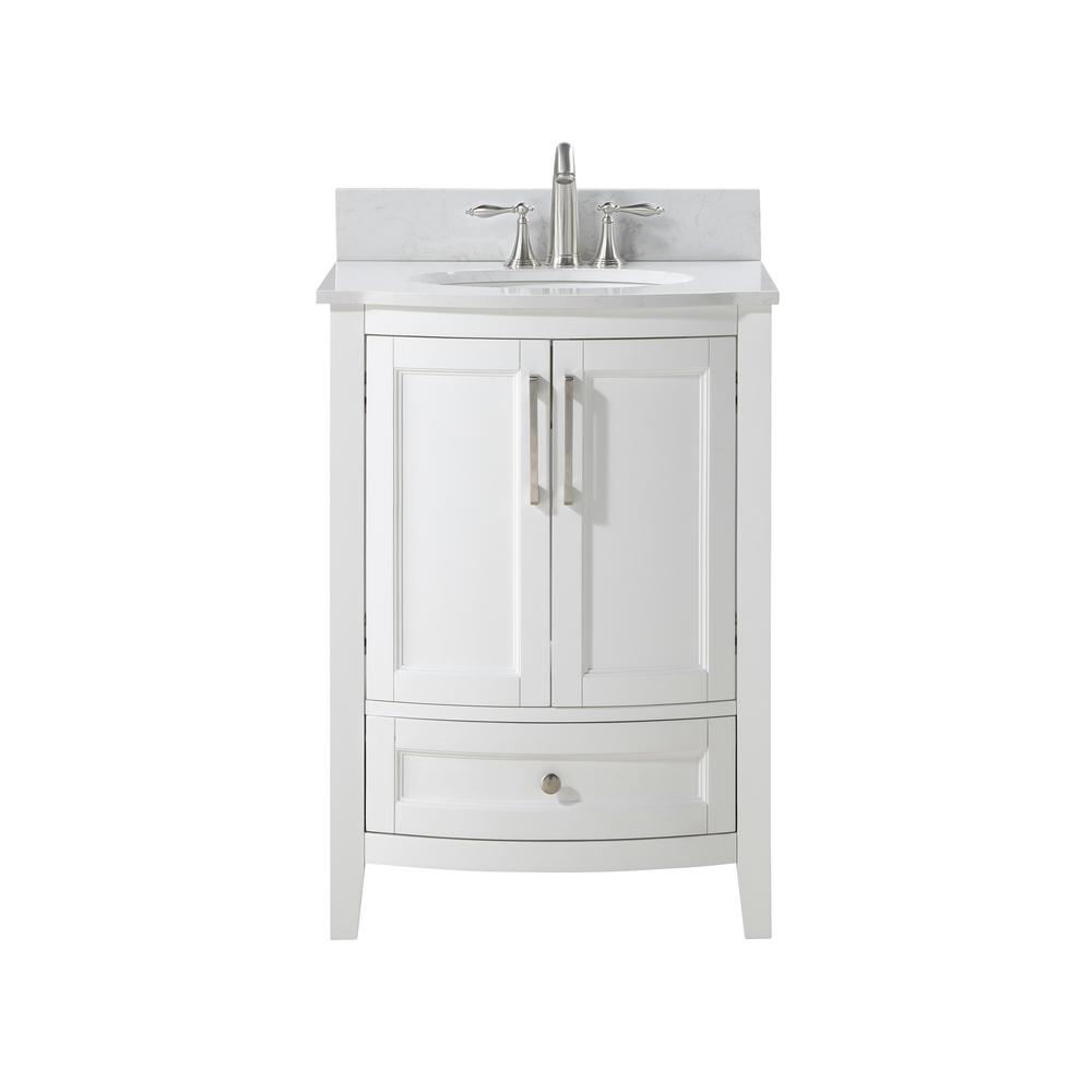 Runfine Harper 24 In W X 22 In D X 34 In H Bath Vanity In White With Carrara Cultured Marble Top With White Basin Rf110152 The Home Depot