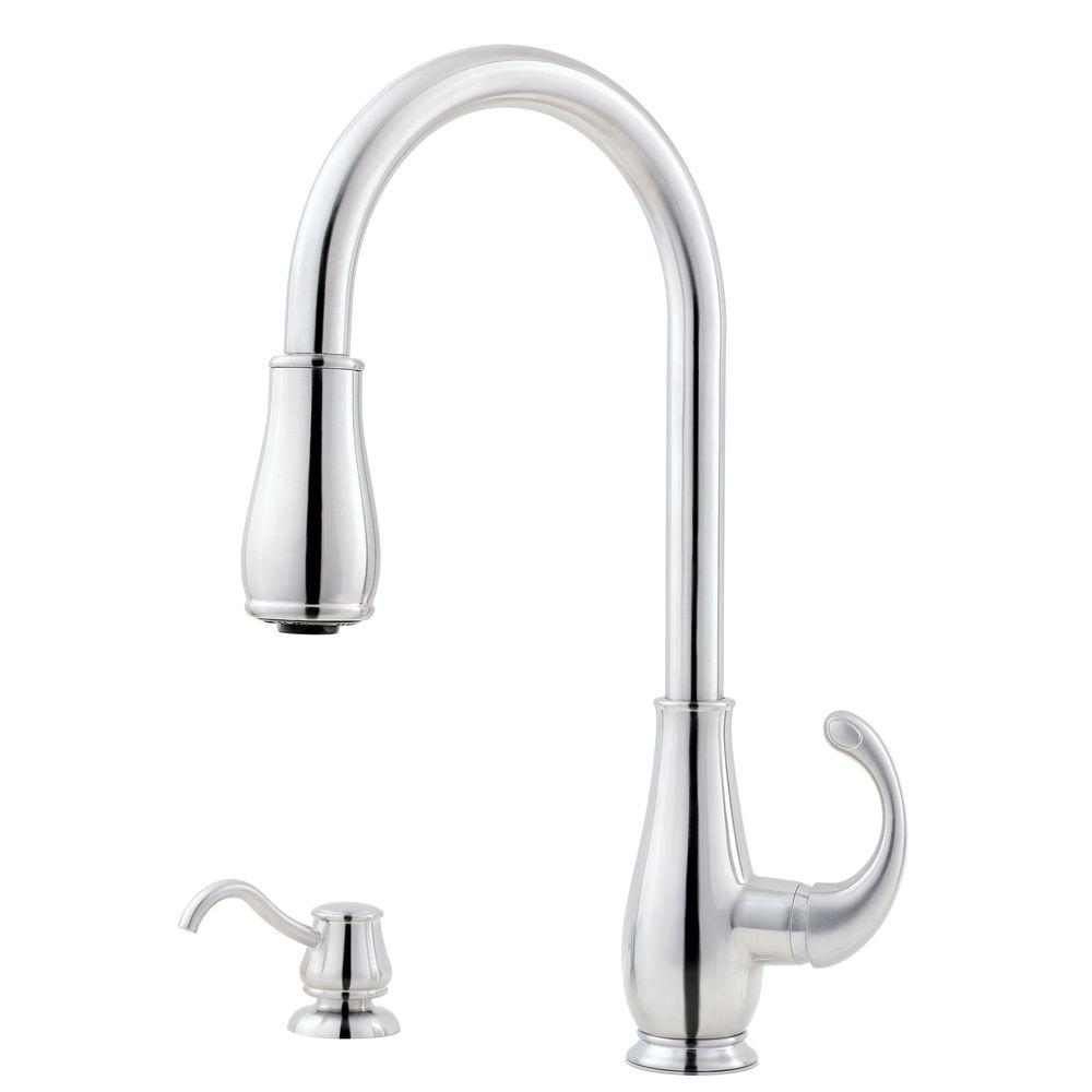 Pfister Treviso Single Handle Pull Down Sprayer Kitchen Faucet In   Stainless Steel Pfister Pull Down Faucets Gt529dss 64 300 