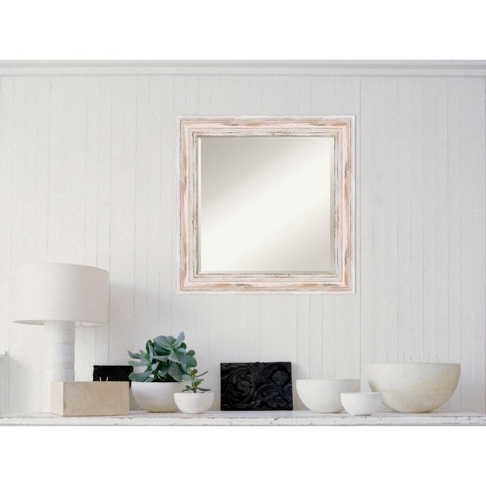 Amanti Art Alexandria White Wash Wood 33 in. x 27 in. Distressed Framed
