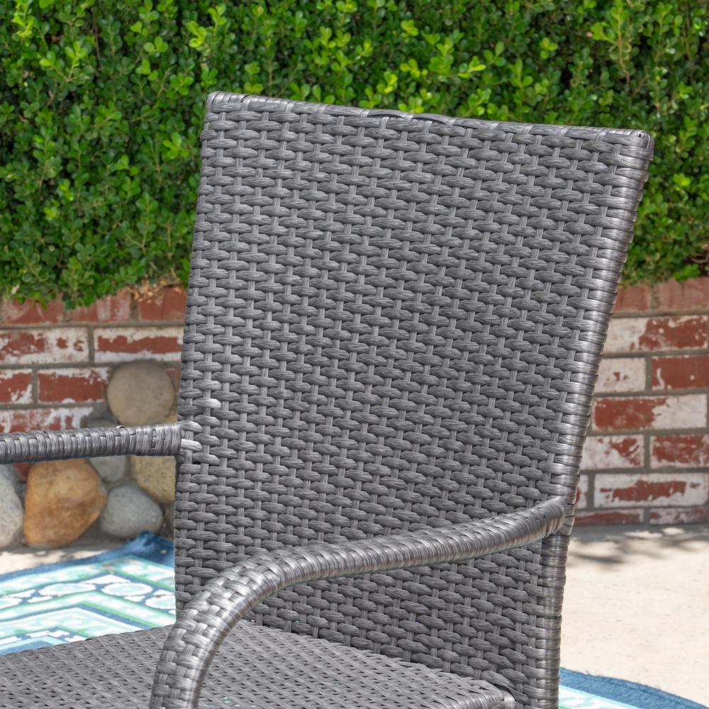 Noble House Collins Gray 5 Piece Wood And Wicker Outdoor Dining Set 42650 The Home Depot