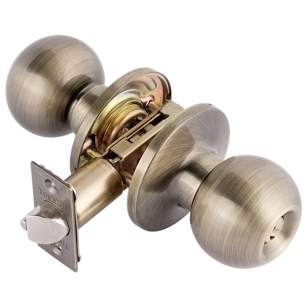 Toledo Fine Locks Avila Antique Brass Keyed Entry Door Knob Lockset