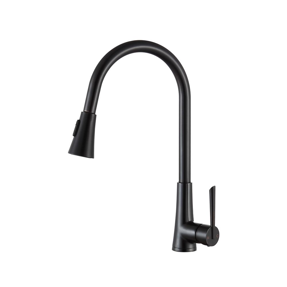 Anzzi  Tulip Single-Handle Pull-Out Sprayer Kitchen Faucet - Oil Rubbed Bronze - 17.72 x 11.22 x 4.59 in.