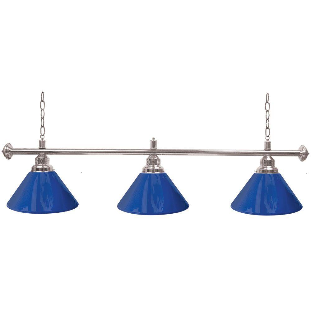Pool Table Lights Lighting The Home Depot 3 Light Blue Billiard Lamp