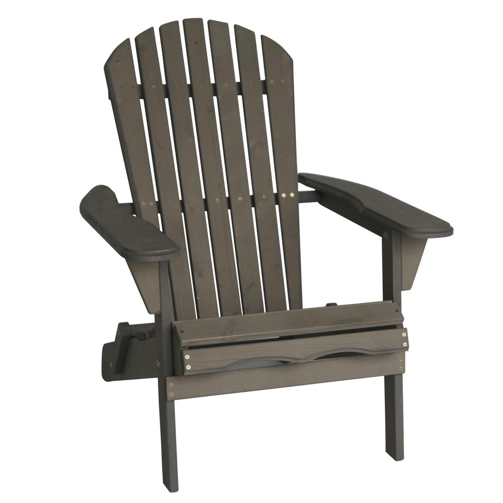 S'DENTE Villaret Gray Folding Wood Adirondack Chair ...