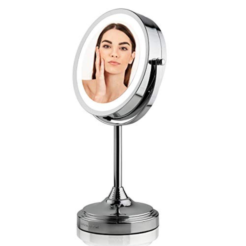 Ovente Polished Chrome Dual Sided Magnifying Led Lighted Tabletop Ovente Polished Chrome Dual Sided