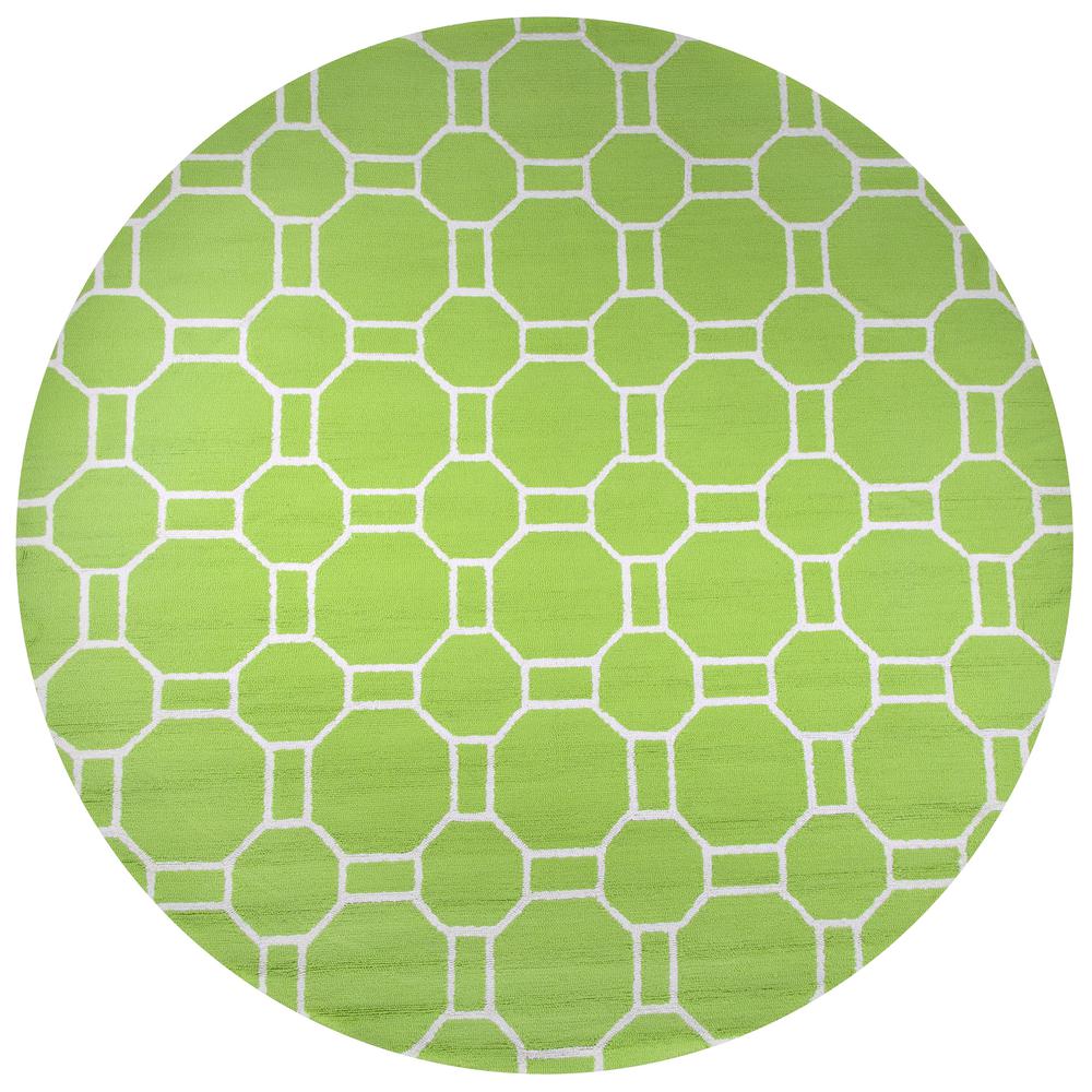 Rizzy Home Azzura Hill Lime Green Geometric 8 ft. x 8 ft. Round Outdoor