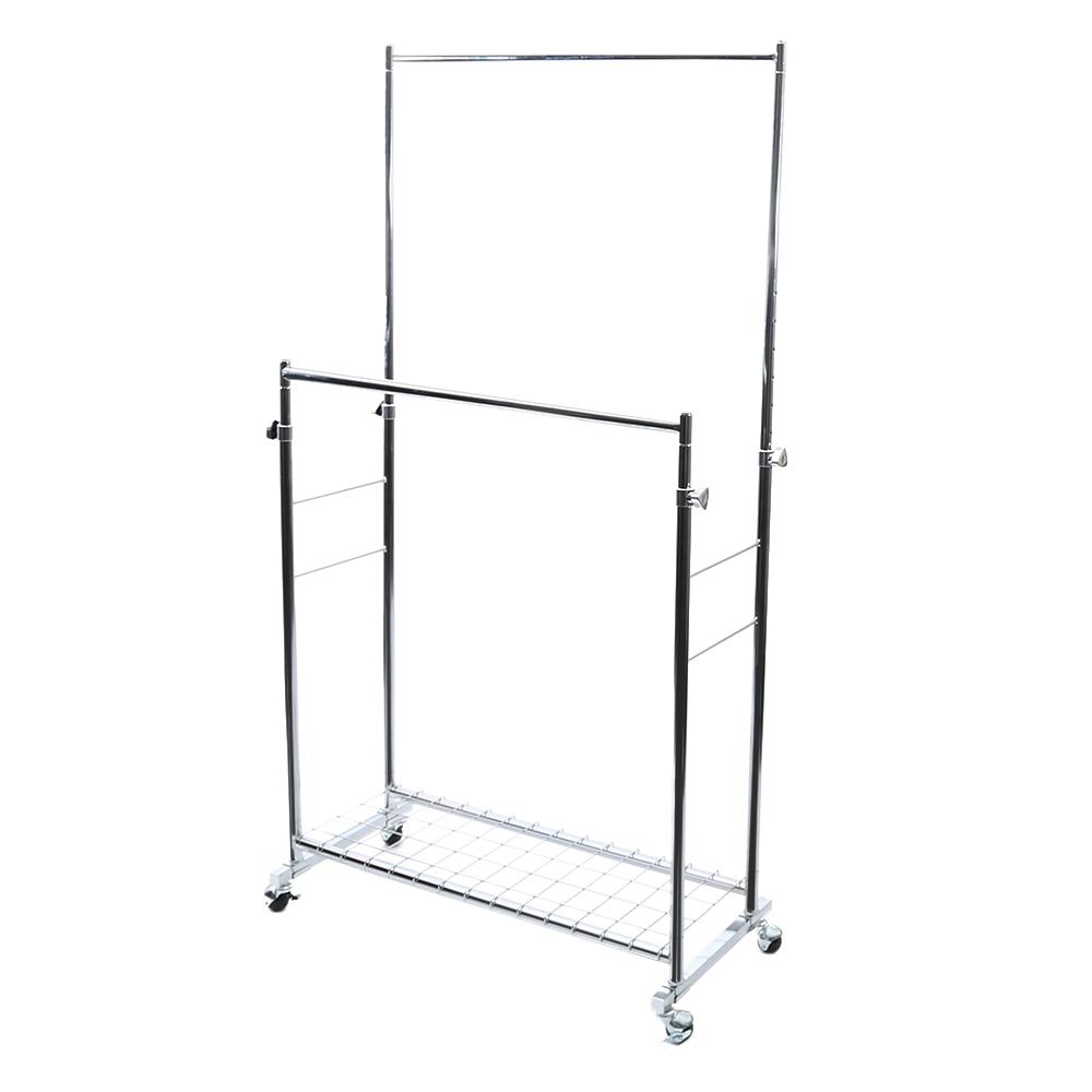 Seville Classics 37 in. x 66 in. Chrome Double Rod Height Adjustable