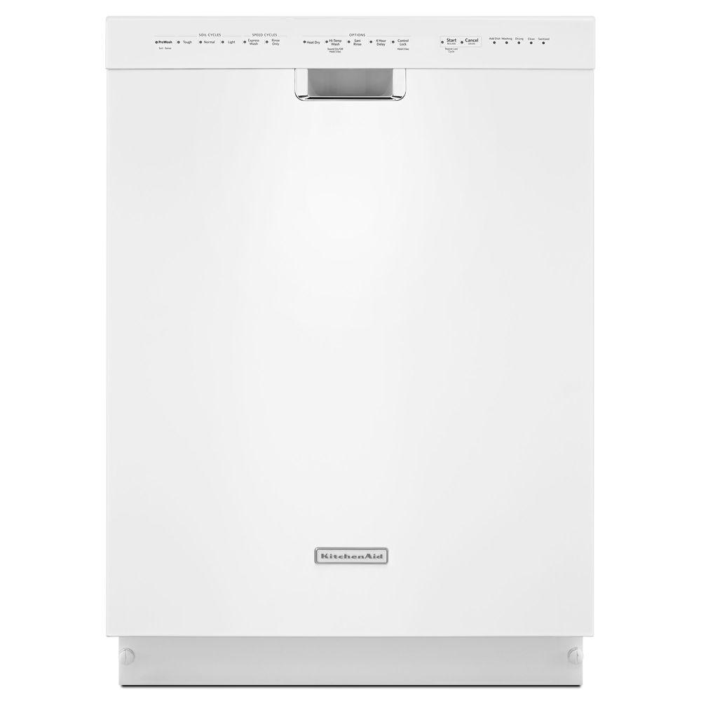 KitchenAid 24 In Front Control Built In Tall TubDishwasher In White   White Kitchenaid Built In Dishwashers Kdfe104dwh 64 300 