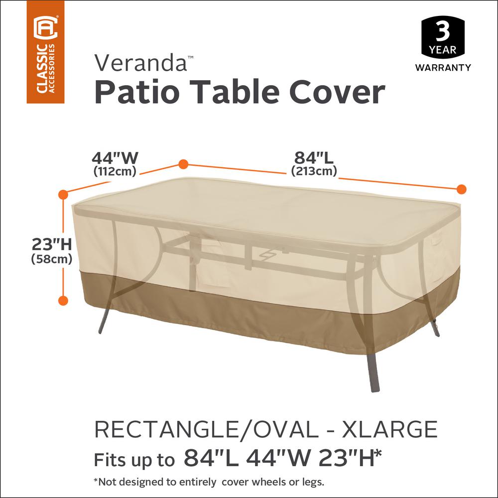 Classic Accessories Veranda X Large Rectangular Patio Table Cover 55 564 011501 00 The Home Depot