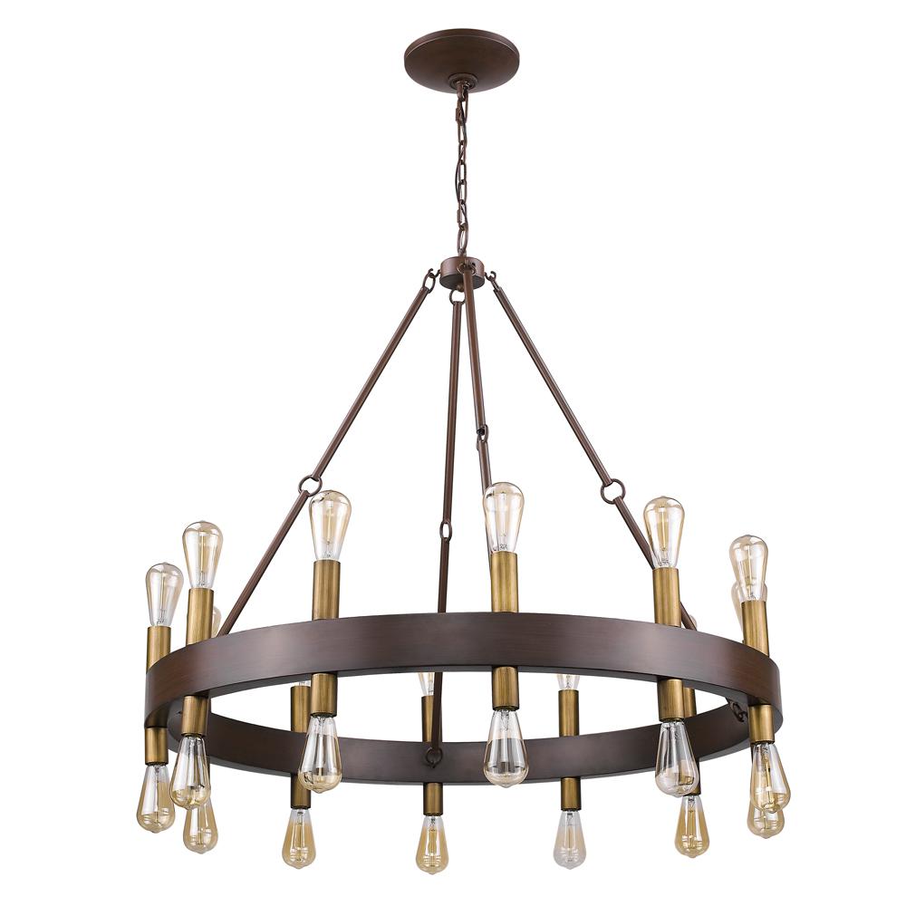 Acclaim Lighting 24 Light Wood Finish Wagon Wheel Chandelier