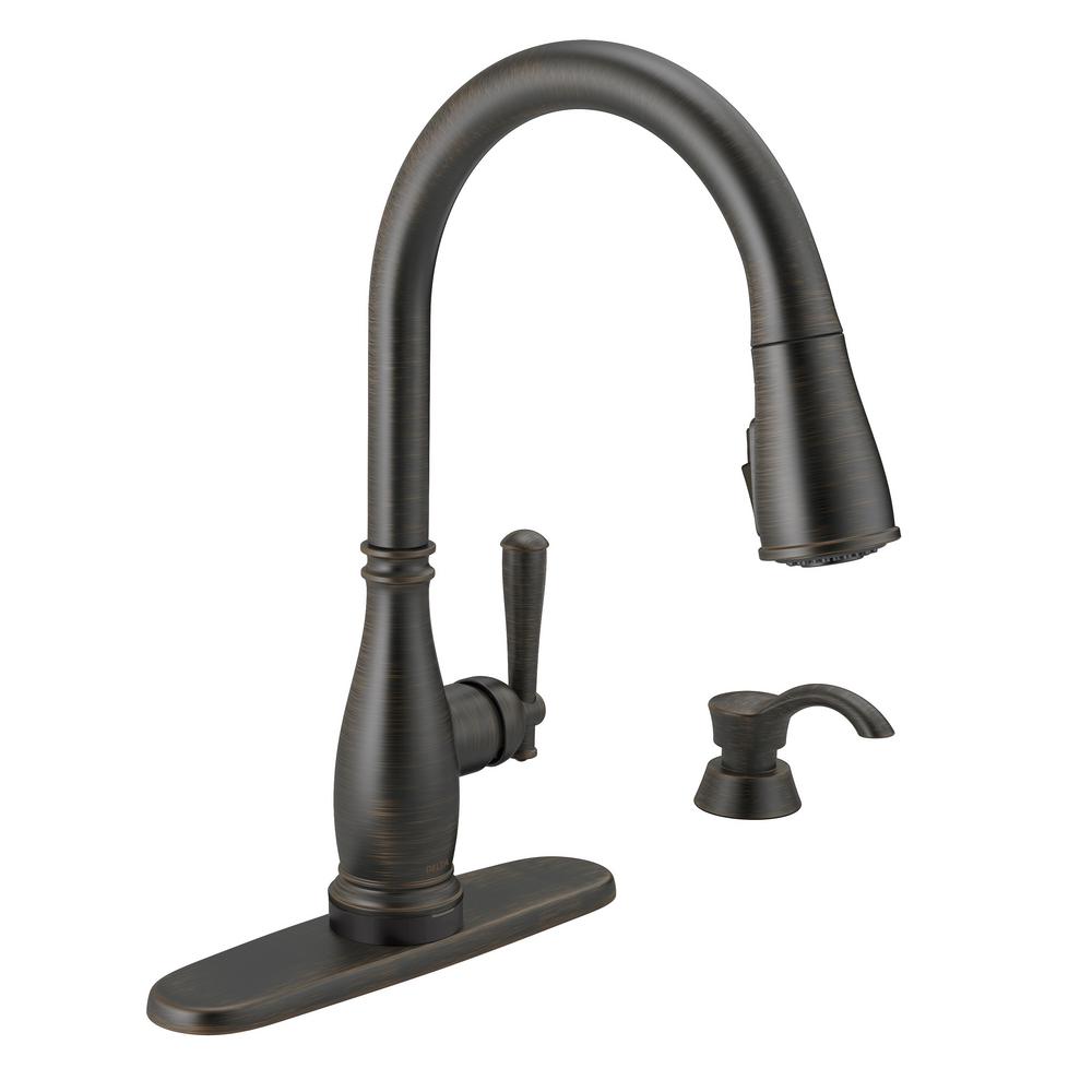 Delta Charmaine Single-Handle Pull-Down Sprayer Kitchen Faucet with Touch2O and ShieldSpray Technologies in Venetian Bronze was $400.08 now $280.06 (30.0% off)