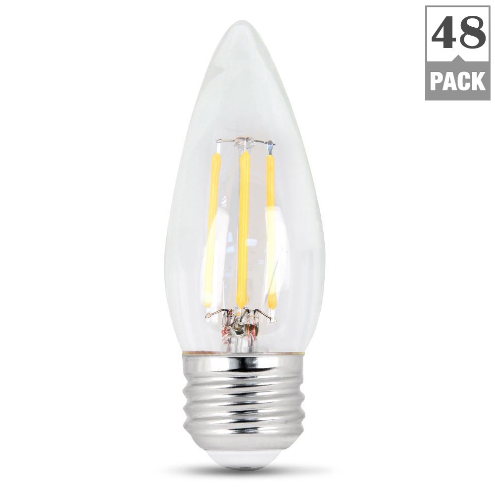 Feit Electric 40w Equivalent Daylight 5000k B10 Dimmable Filament Led Clear Glass Light Bulb 48 Pack Bpetc40 850 Led 2 24 The Home Depot