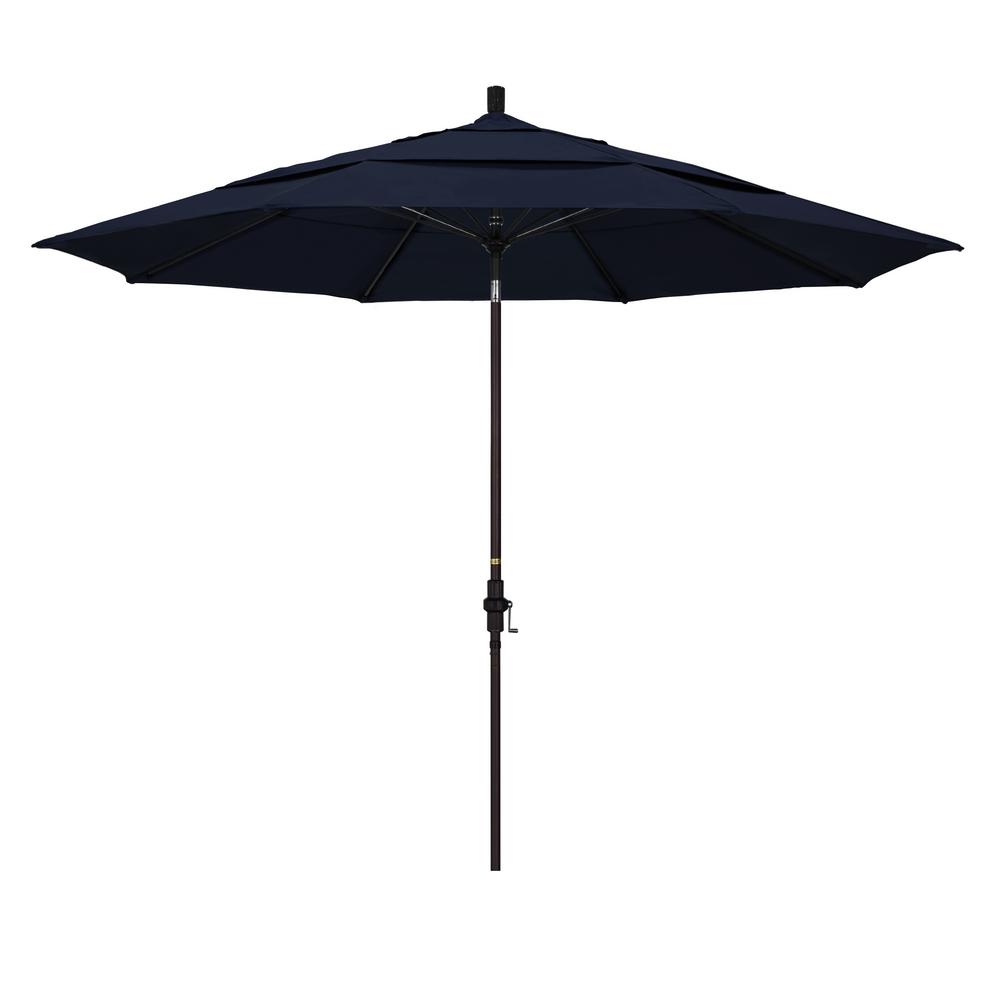 California Umbrella 11 Ft Bronze Fiberglass Market Patio Umbrella Collar Tilt Dv In Navy Blue Pacifica Gscuf118117 Sa39 Dwv The Home Depot