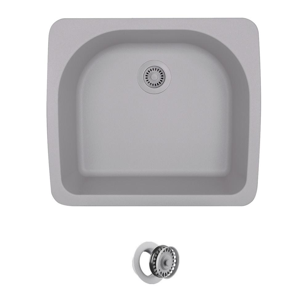 Mr Direct All In One Drop Granite Composite 25 Single Bowl All In One Drop Granite Composite 25 Single Bowl Kitchen Sink Silver