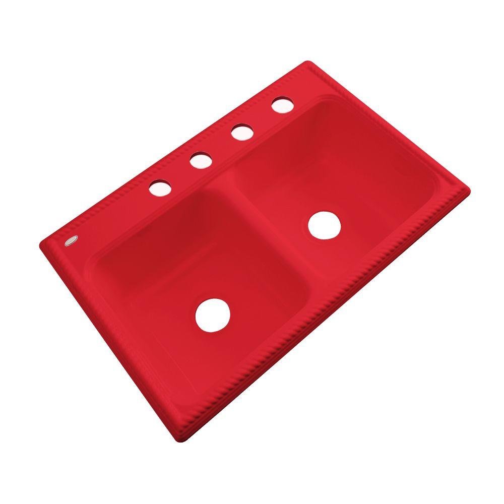 Thermocast Seabrook Drop In Acrylic 33 1 Hole Double Bowl This Review Is From Seabrook Drop In Acrylic 33 4 Hole Double Basin Kitchen Sink Red