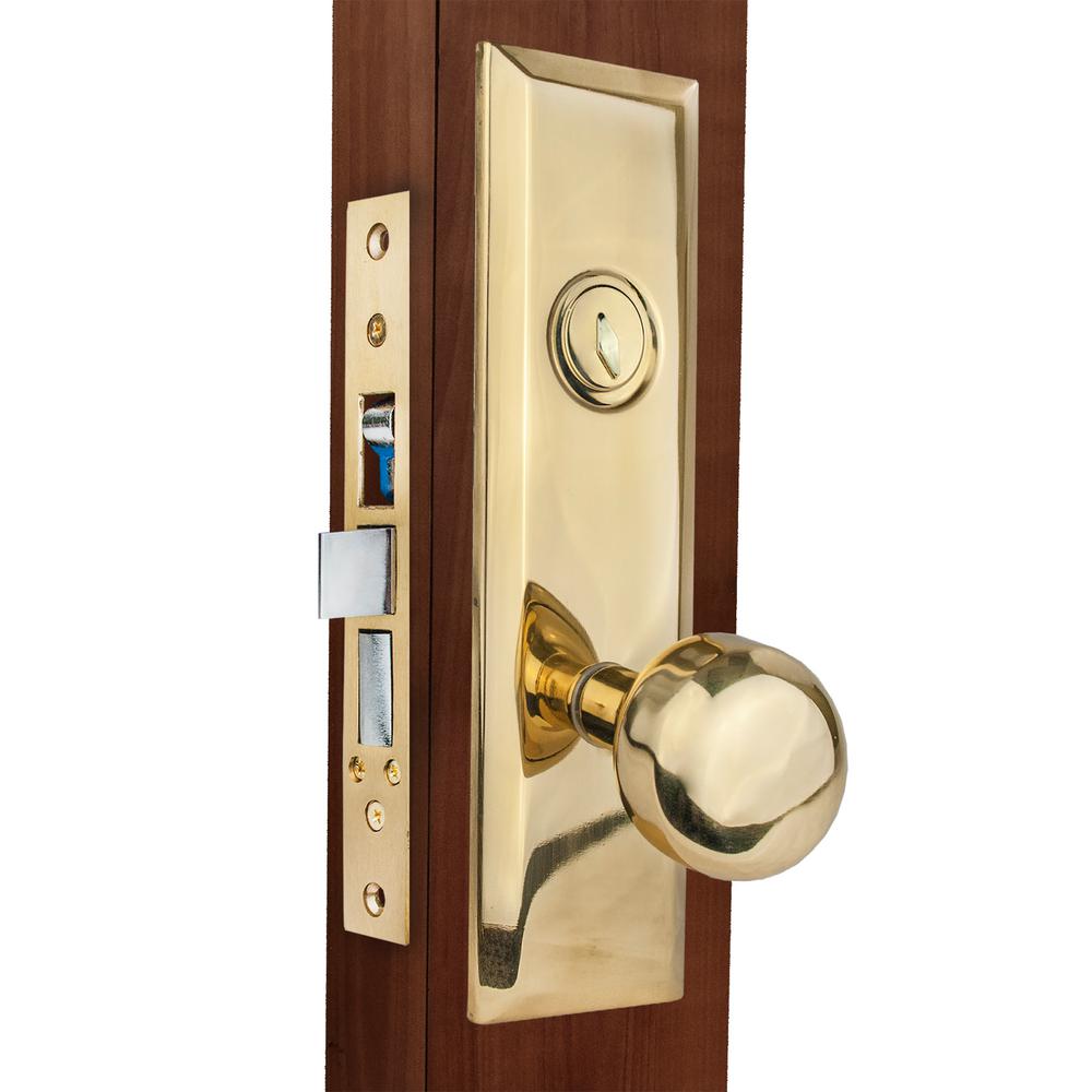 Taco Bright Brass Mortise Lockset