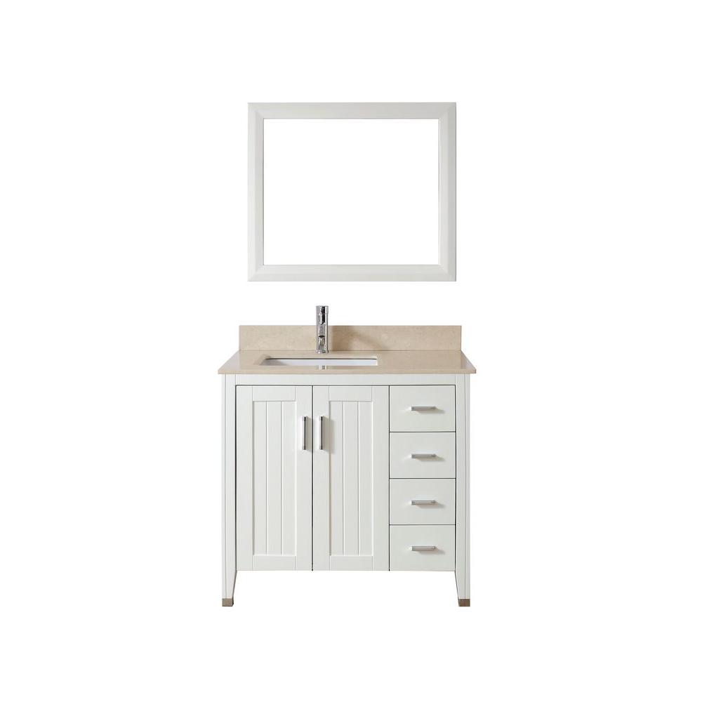Studio Bathe Jackie 36 in. Vanity in White with Marble Vanity Top in