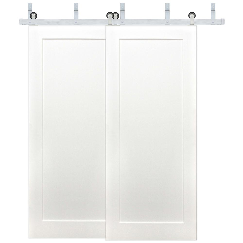 Pacific Entries 72 in. x 80 in. 1Panel Bypass Prime Pine Wood Barn