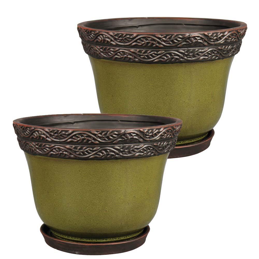 Southern Patio Reserva 8 in. Dia Jade Ceramic Planter (2Pack)CRM