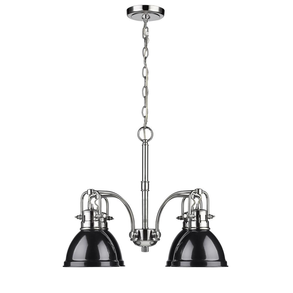 Golden Lighting Duncan 4 Light Chrome Chandelier With Black Shades Golden Lighting Duncan 4 Light Chrome Chandelier With Black Shades