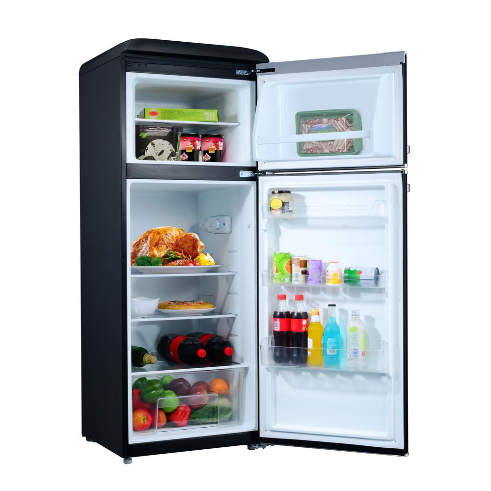7.6 cu.ft. Retro Mini Refrigerator with Dual Door and True Freezer in Black