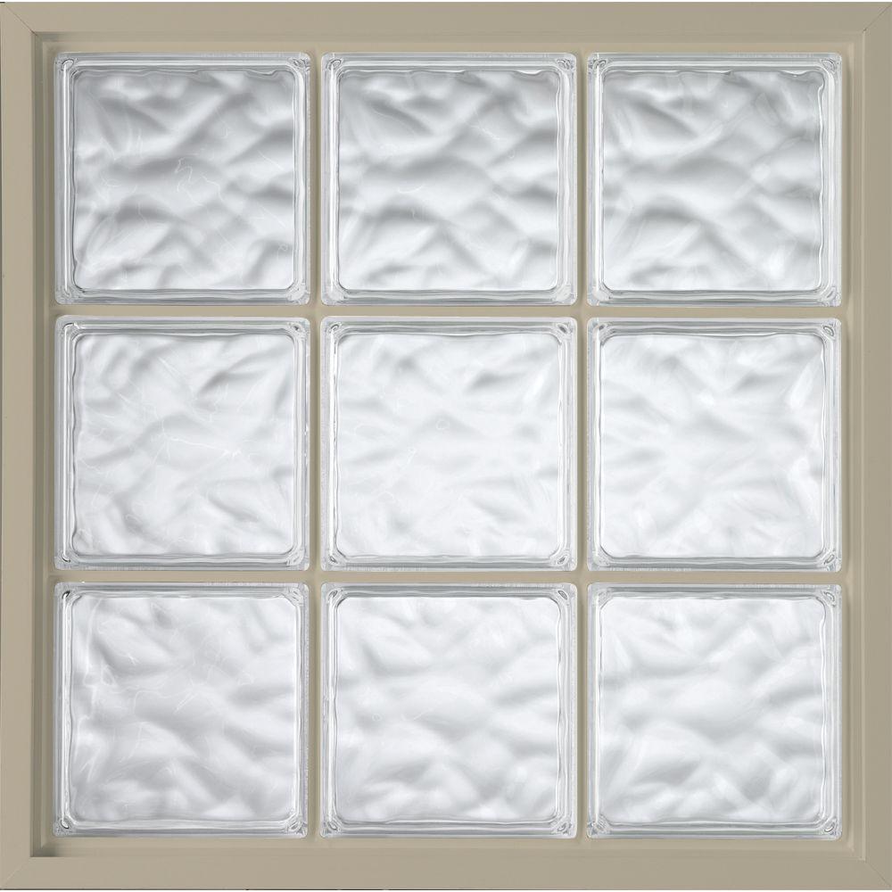 HyLite 31.5 in. x 31.5 in. Glass Block Fixed Vinyl Windows Wave