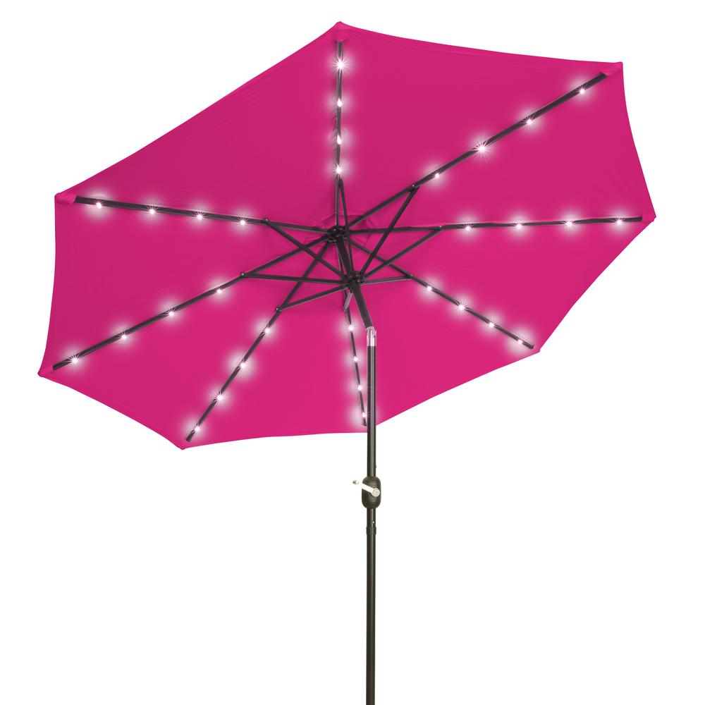 Trademark Innovations 9 Ft Deluxe Solar Powered Led Lighted Patio Umbrella In Pink Patumb Led Rose The Home Depot