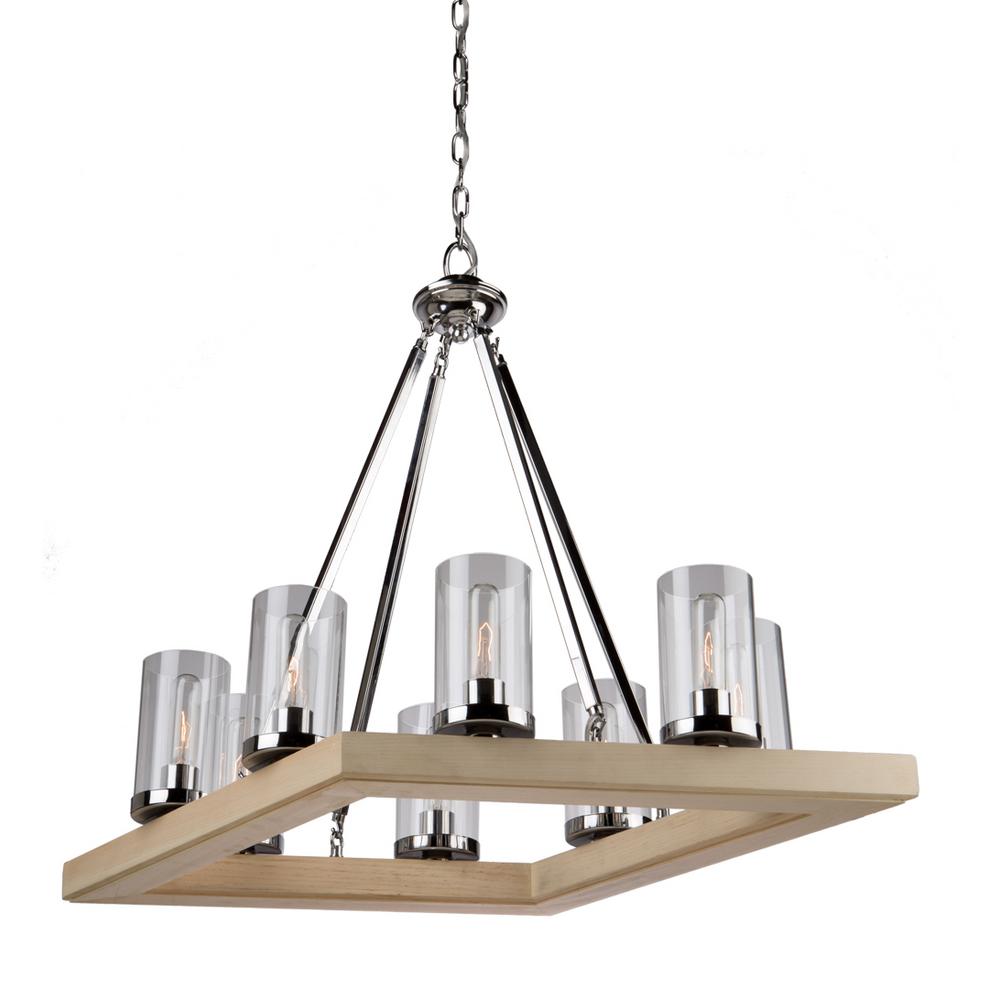 8 Light Natural Wood And Chrome Chandelier Cli Acg005449 The 8 Light Natural Wood And Chrome Chandelier