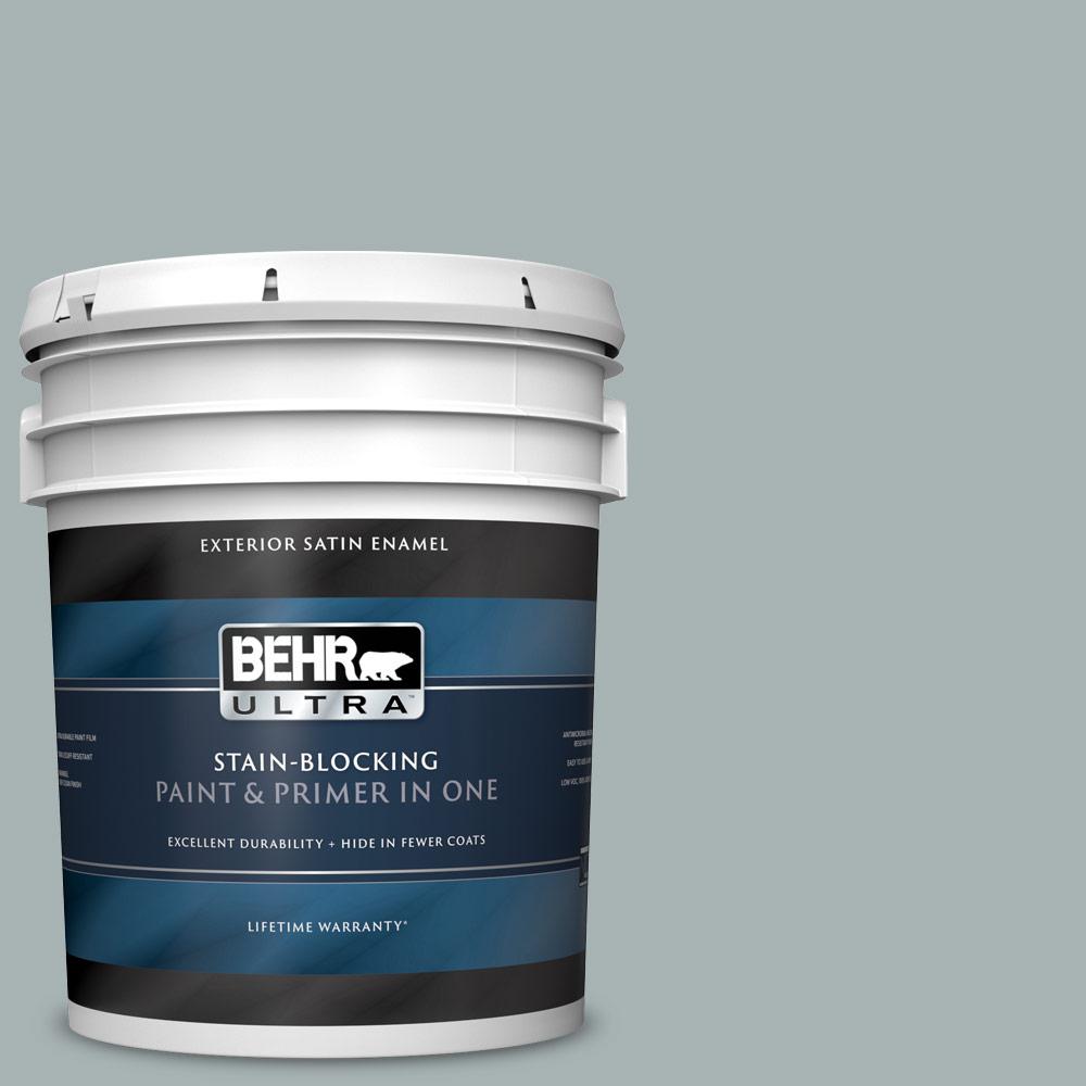 BEHR ULTRA 5 gal. 730F4 Flint Smoke Satin Enamel Exterior Paint and