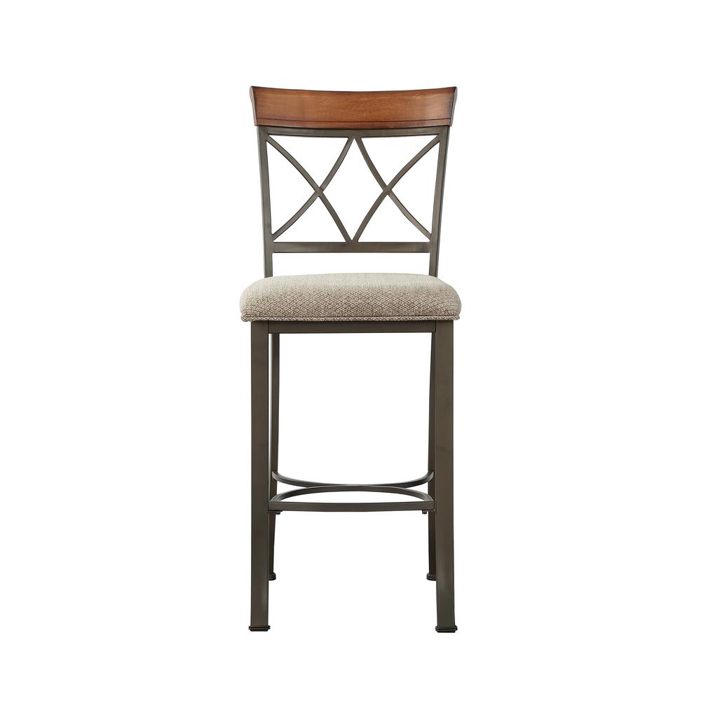 Powell Company Masson 29 in. Cherry Matte Pewter Bar Stool with Wood