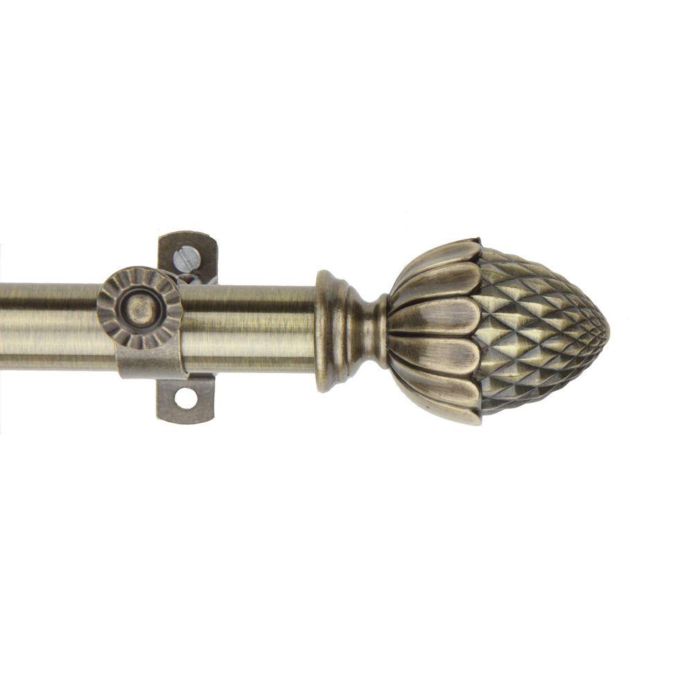 Rod Desyne 28 In 48 Telescoping Single Curtain Kit Telescoping Single Curtain Rod Kit In Antique Brass With Acorn Finial
