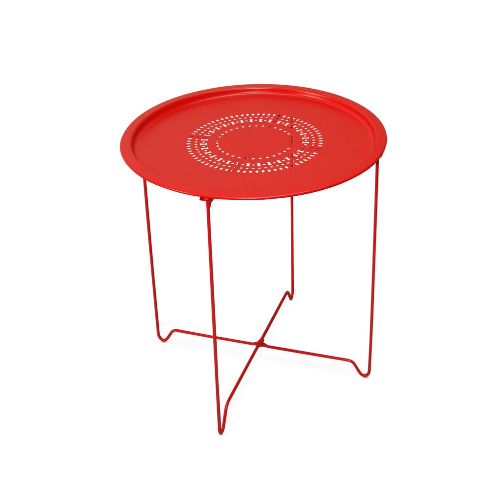 Cap Living Samba Red Foldable Round Metal End Table Set Of 2 Flts2 011rm The Home Depot