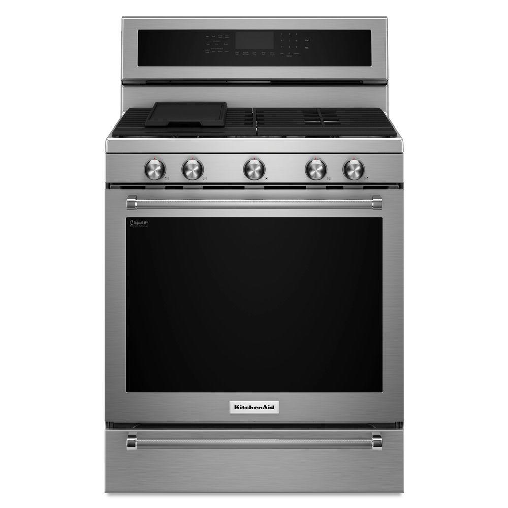 KitchenAid 30 inch 5.8 cu. ft. Gas Range with Self-Cleaning Convection Oven in... by KitchenAid