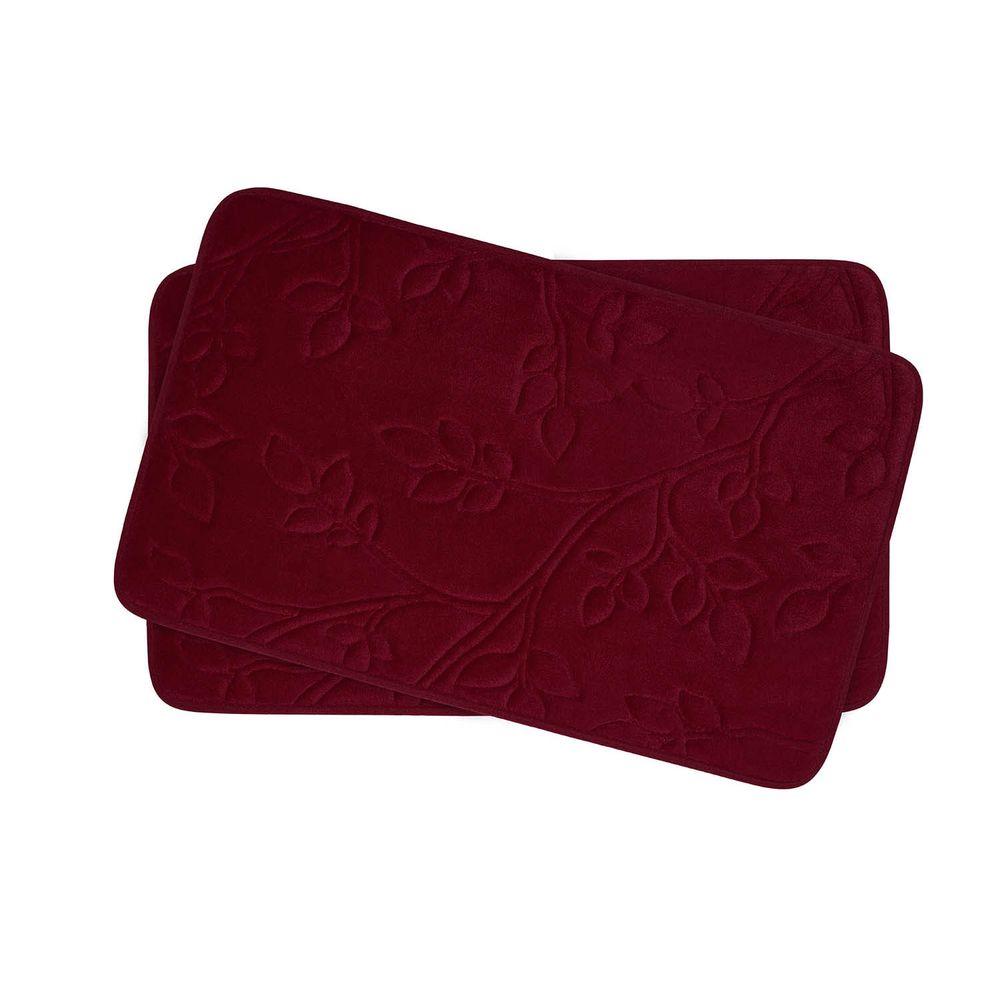 Barn Red Bath Rugs Mats The Home Depot Spring Leaves Barn Red 17 In X 24 Memory Foam 2 Piece