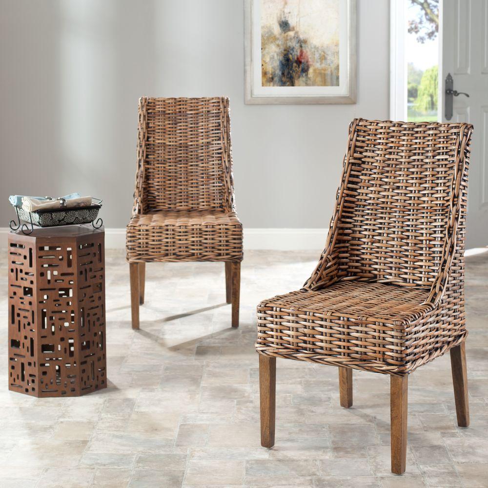 Safavieh Suncoast Brown Rattan & Mango Wood Side Chair (Set of 2
