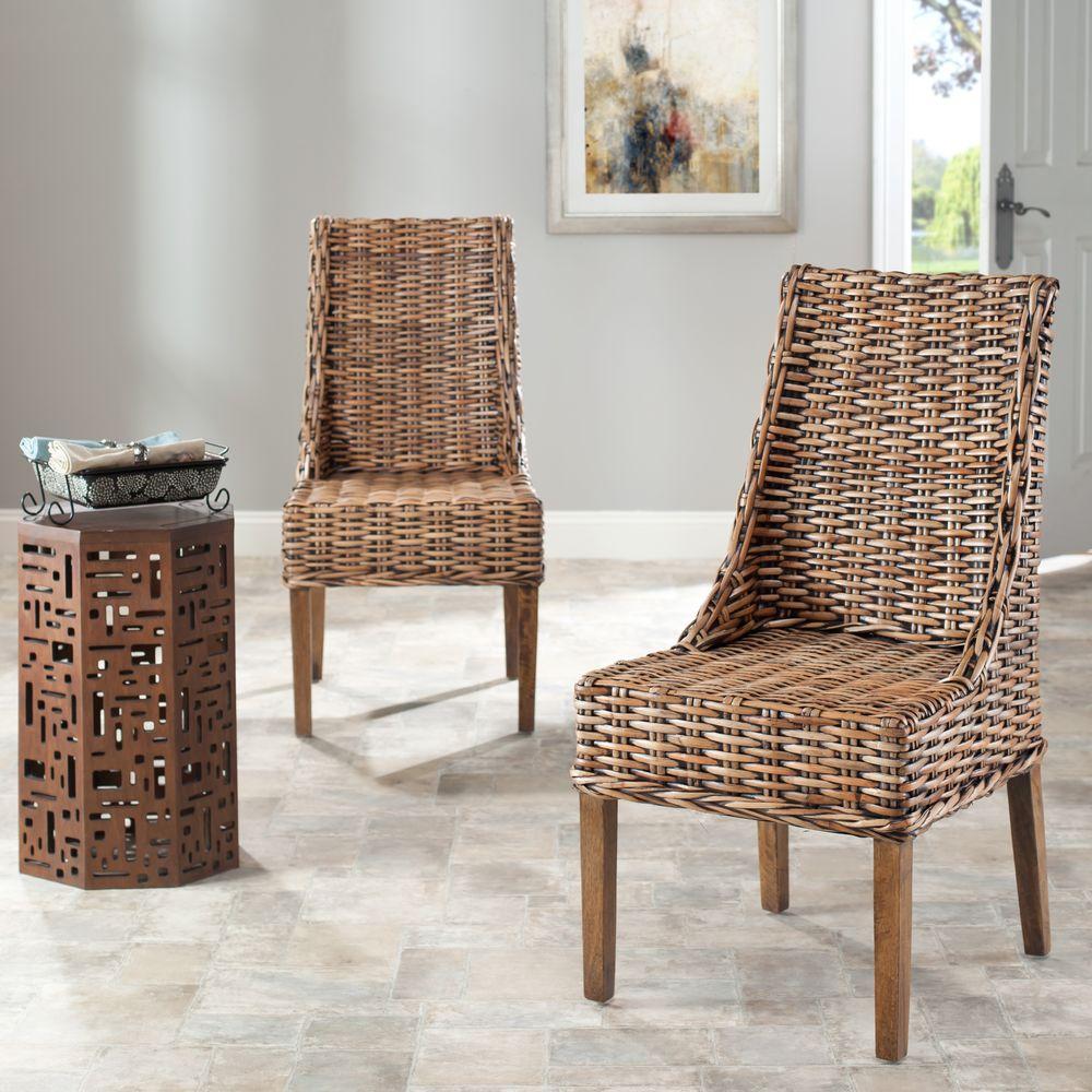 Safavieh Suncoast Brown Rattan Mango Wood Side Chair Set Of 2