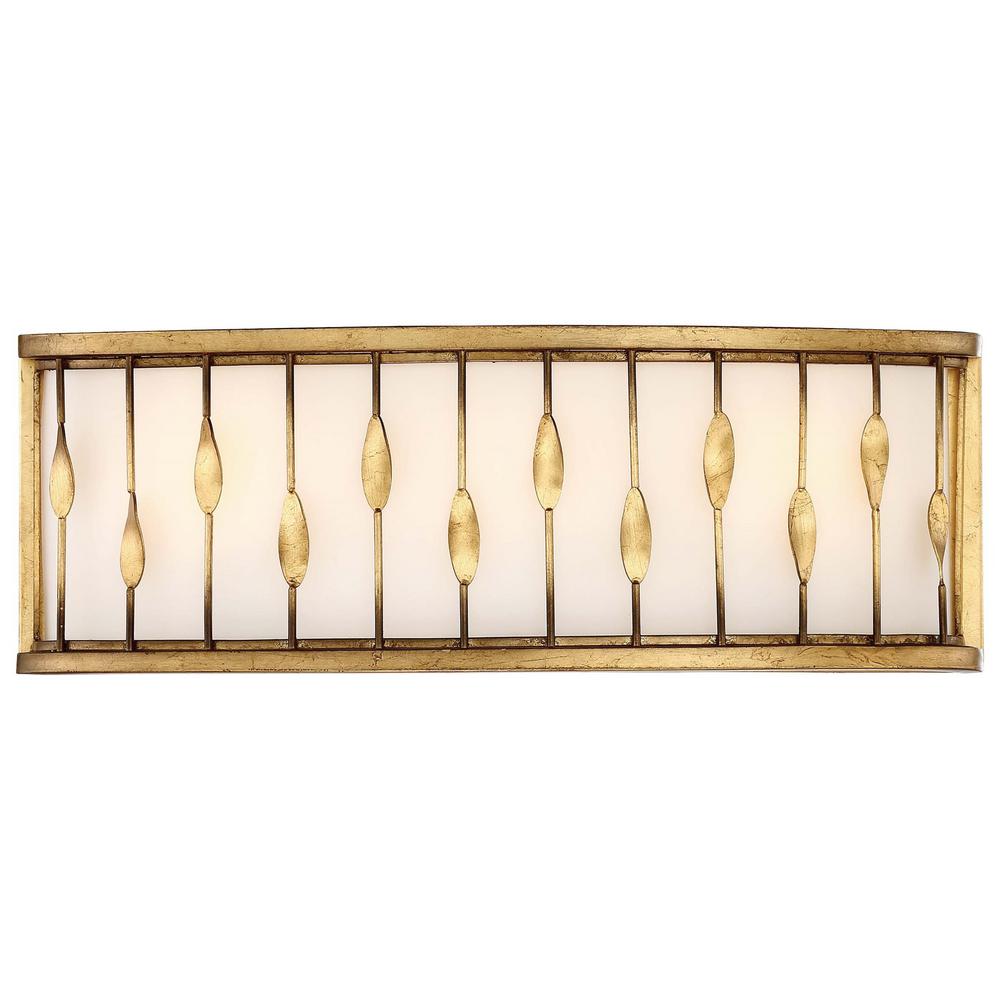 3 Light Art Deco Vanity Lighting The Home Depot Olivetas 3 Light Terrace Gold Leaf Bath